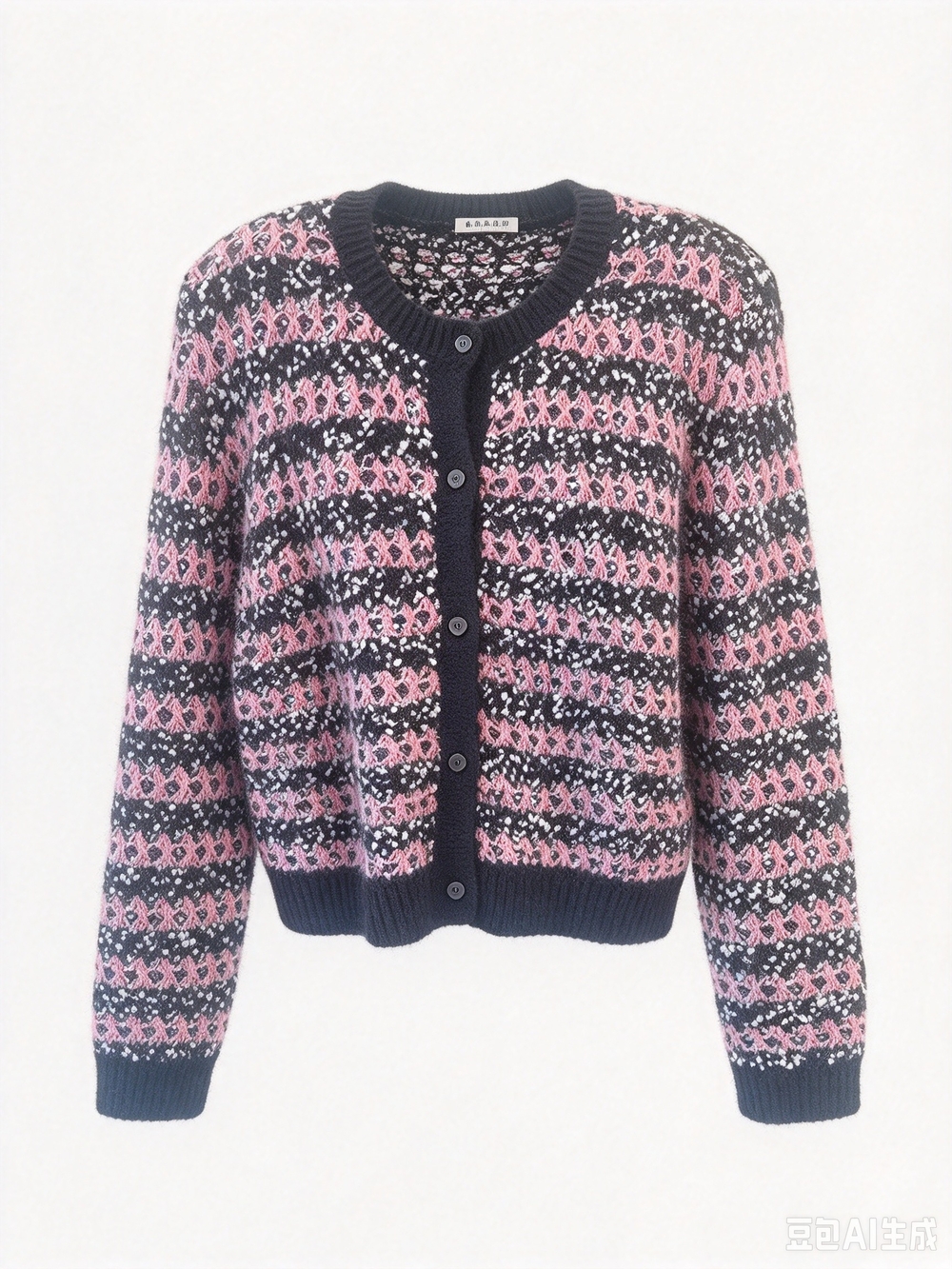 Miu Miu Pink & Black Patterned Knit Cardigan